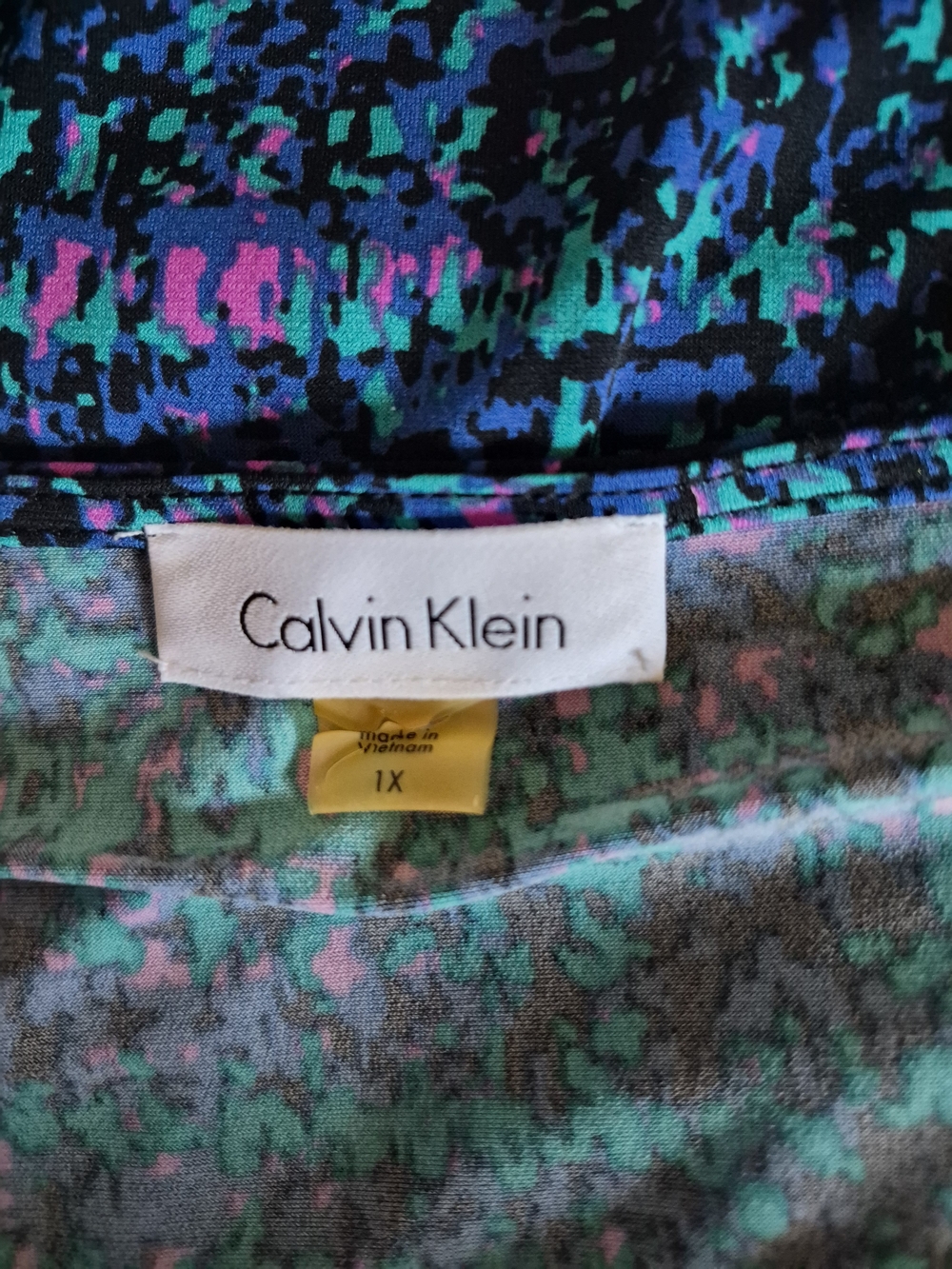 Calvin Klein Blue Teal & Purple Drape Neck Sleeveless Top Size 1X - Picture 3 of 3